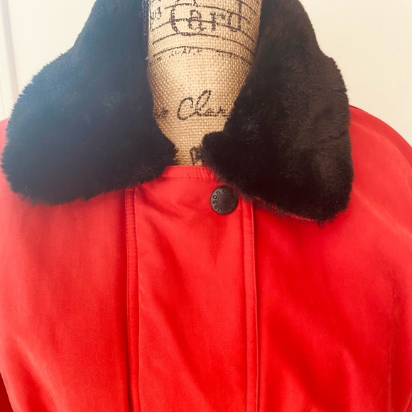 RED COAT by Jason Cole with Black Fur Sleeves & Collar - Picture 11 of 15